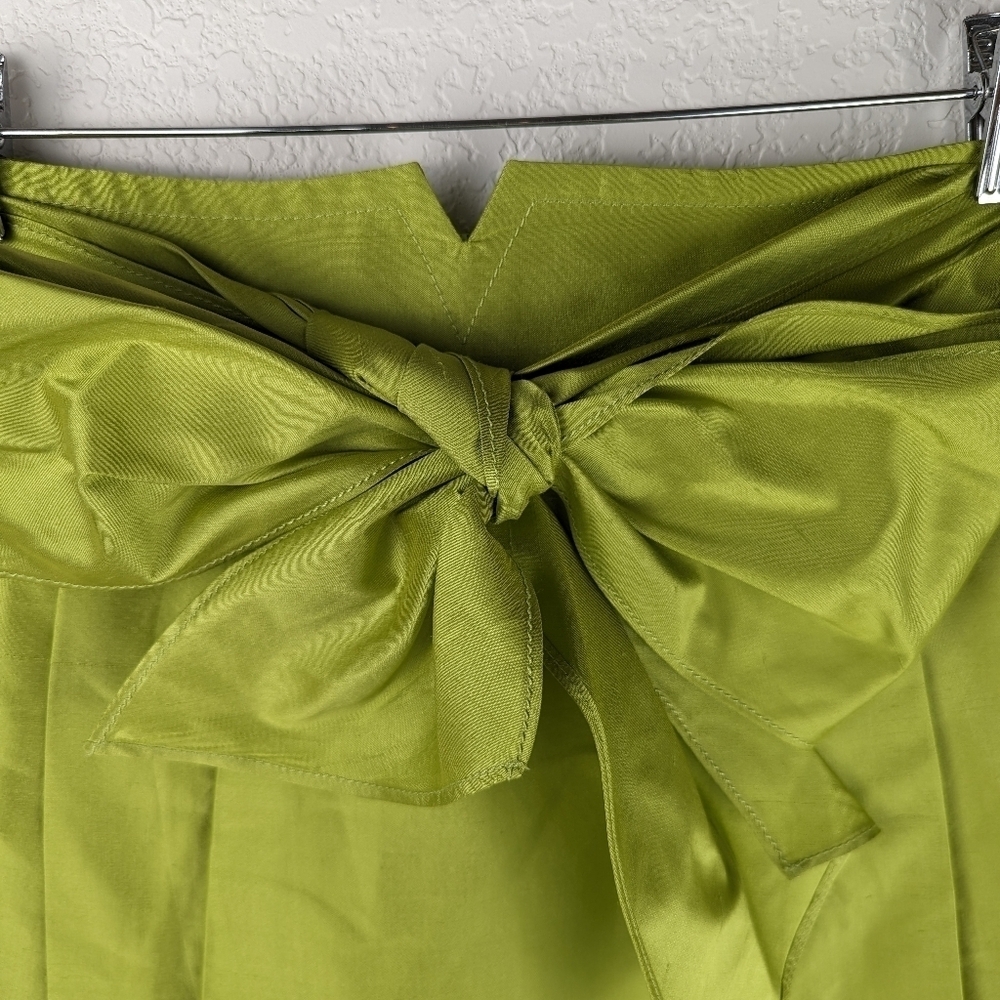 Y2K Trina Turk Silk Bow Mini Skirt Chartreuse Green S - Picture 5 of 12